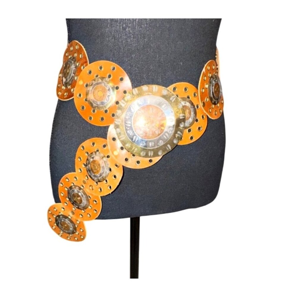 Vintage Y2K 90s Conga  Leather & Metal Concho Western Belt Cowgirl Glam Women L